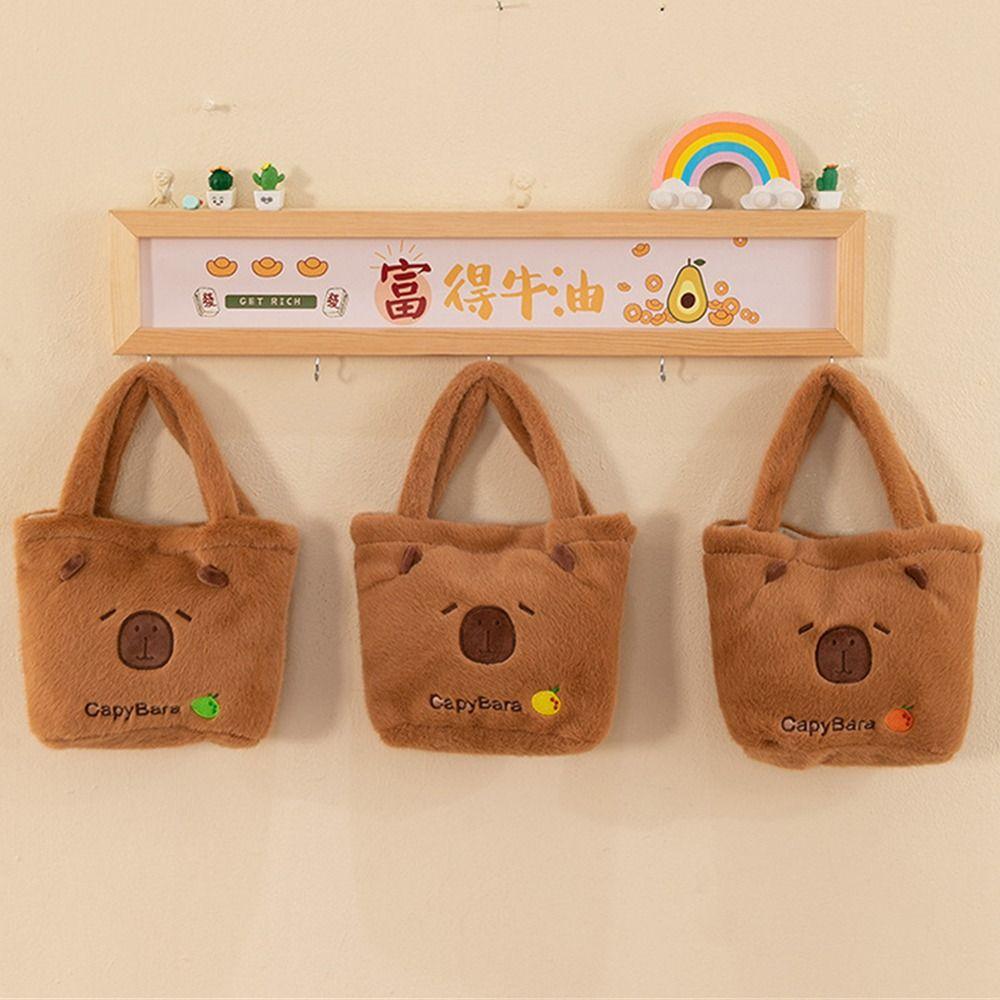 

Plush Kapibala Totes Cartoon Printed Shoulder Bags Casual Commuting Bag for Women Girls