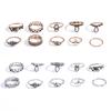 10Pcs Elephant Moon Flower Rhinestone Women Vintage Above Knuckle Midi Ring Set