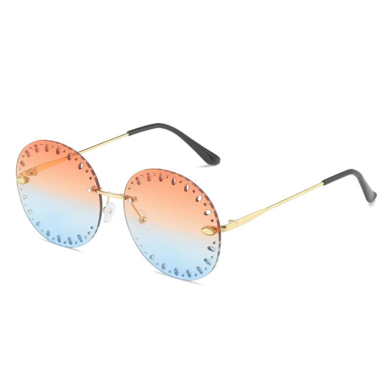 Round Rimless Sunglasses, Personalized Hollow Round Frame Glasses, Sunglasses For Women