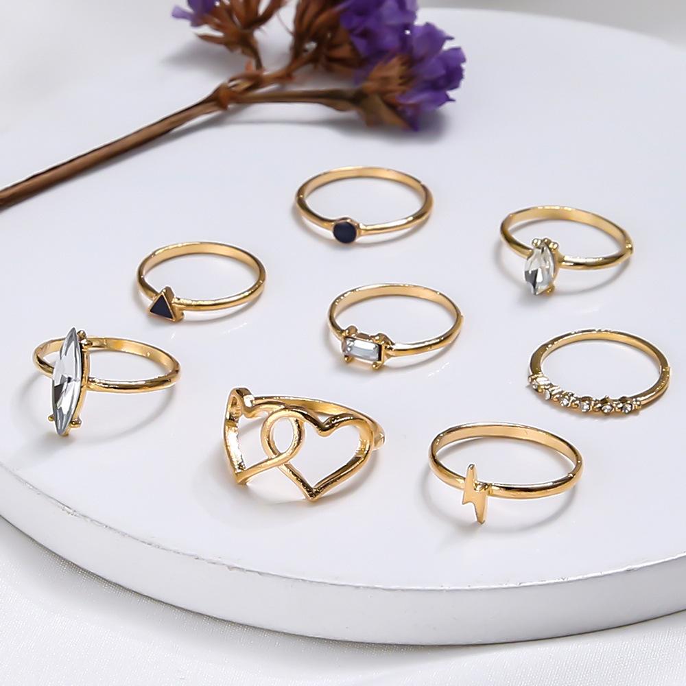 Fashion Zircon Ring, Bohemian Love Lightning 8-Piece Set Ring For Women
