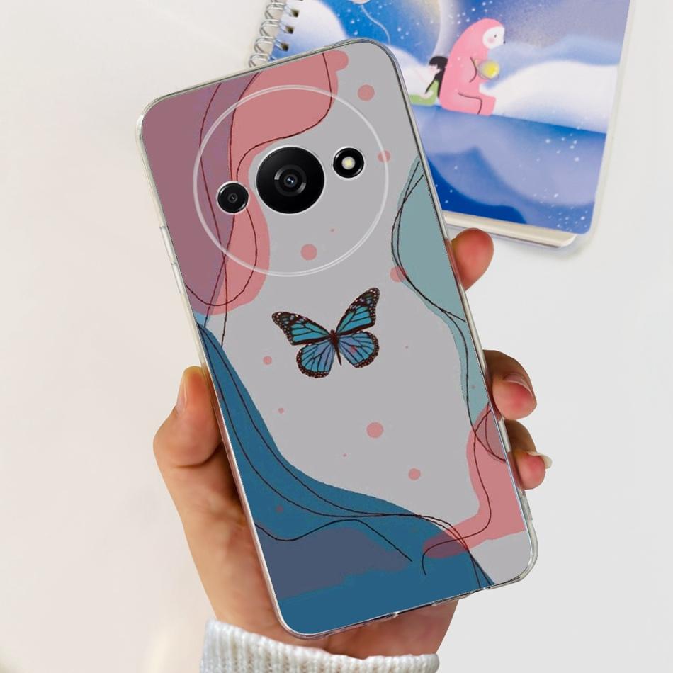 For Xiaomi Redmi A3 Case RedmiA3 A 3 4G 2024 Elegant Printing Soft Silicone Clear TPU Slim Phone Back Cover