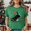 Kitten Xmas Tree Unisexs Casual TShirt Black Cat Christmas Graphic Print TShirts Tops Meowy Xmas Lights Novelty TShirt Tops