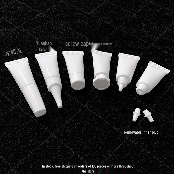 In Stock: 3g White Soft Tube for Cosmetic Refill with Inner Plug, Small Capacity Trial Size