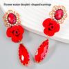 2Pcs Trendy Earrings Flower Earring Alloy Pendant Rhinestone Drops Dangle Exaggerated Jewelry Banquet Gift for Women Girl