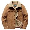 Herren Retro Cord Lammwolljacke - Verdickter, mit Fleece gefütterter, wattierter Baumwollmantel für Herbst und Winter.