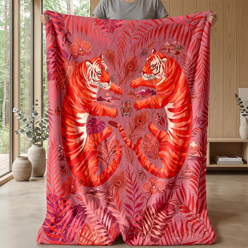 Tiger Love Artwork 1 Theme blanket Lightweight Warm Flannel Blanket Decorative Throw Blanket for Home Decoration