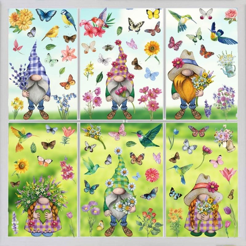 9 Sheets of  Window Decals Spring Window Stickers Decals for Glass Door Decorations