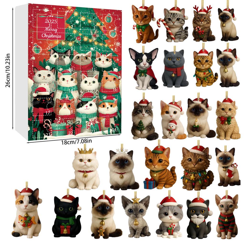 Christmas Cat Acrylic Advent Calendar With 24 Decor Slots For Holiday Celebrations