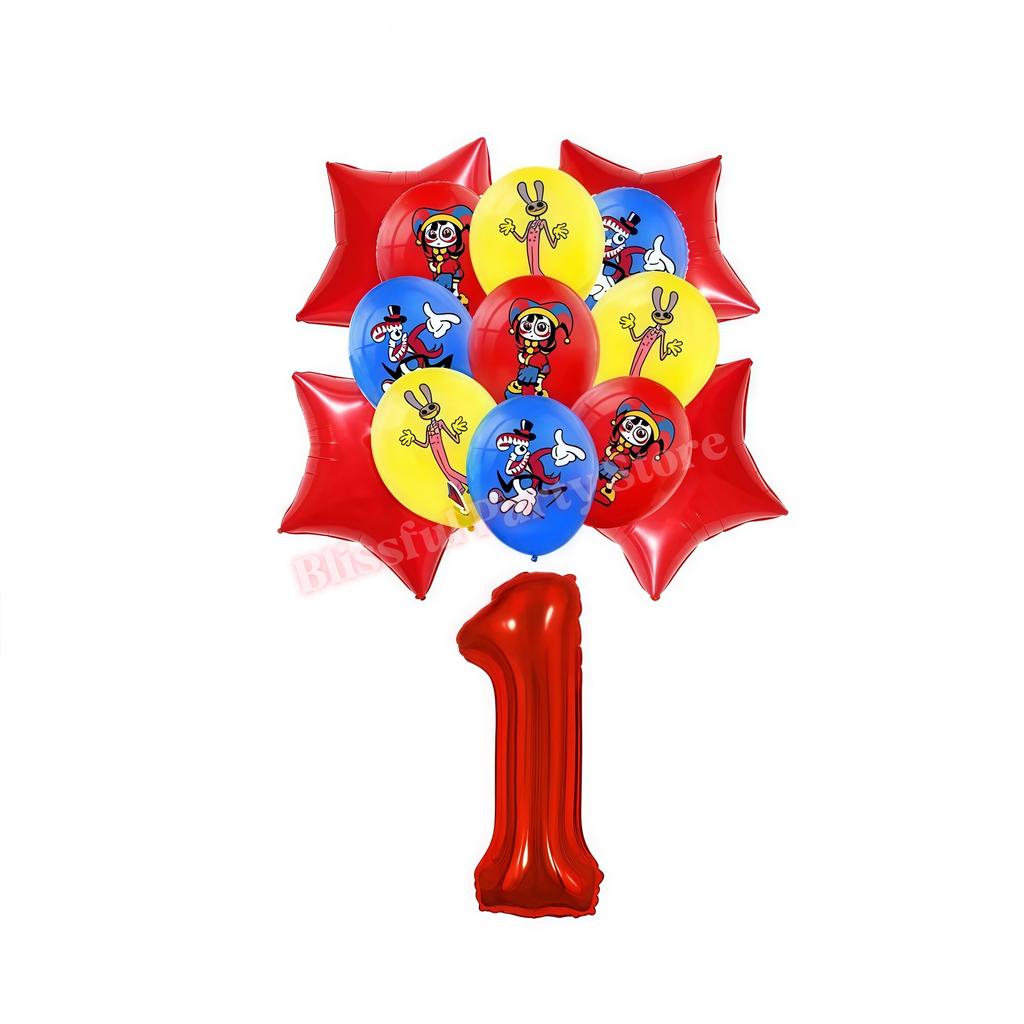 Amazing Digital Circuses Birthday Party Decoration Tableware Cup Plate Balloon Cake Topper Kids Event Supplies Baby Shower Favor