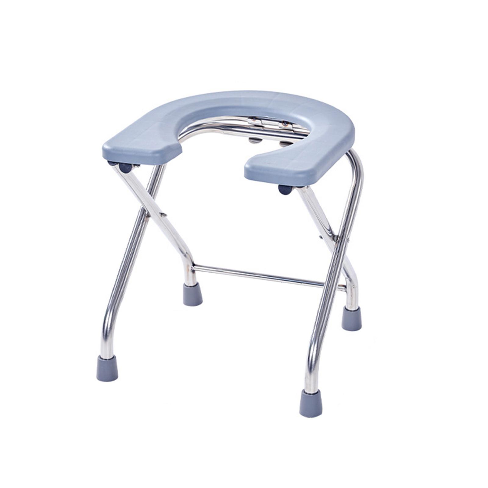 Toilet Seat for Bathroom Thickened Stainless Steel Tube Anti Slip Pad under The Stool Leg Multifunctional Commode Stool Folding
