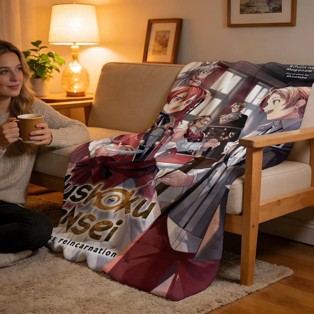 

Throw High-Density Short Plush Blanket For Sofa Nap Air-Conditioned Room Soft Skin-Friendly Mushoku Tensei 75x90cm