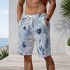 Men Plus Size Abstract Art Print Beach Shorts Quick Dry Drawstring Casual Swim Trunks With Pockets For Summer Surfing Vacation