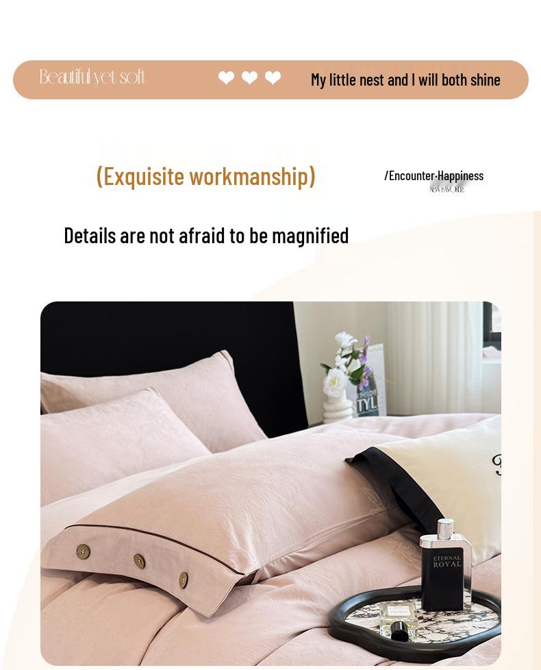 A-Class Long-Staple Cotton Luxury 4-Piece Thick Embossed Bedding Set