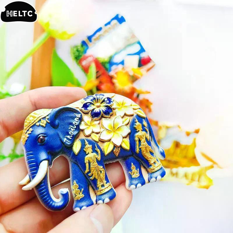 Asia Thailand Bangkok Elephant 3D Resin Fridge Magnets Decoration Articles Handicraft Magnetic Refrigerator Collection Gift