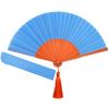 Nishikawa Shouroku Shoten Folding with Fan Light Blue X Orange Fan, Summer, Case, Two-Color, Women's, byCOLOR,
