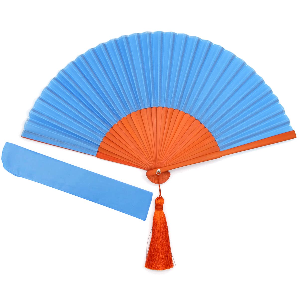 

Shoroku Summer fan with fan 2 fashion fan byCOLOR light blue x orange [Nishikawa Shoten] bag, colors, women s Crafts,