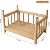 Wooden Dog Bed Modern Durable Dog Bed Headboard All Season Safety Dogs Beds Removable Mattress Dampproof Teddy Stylish Cat Nest