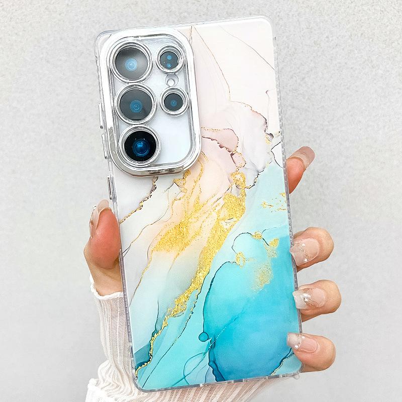 Suitable for New Samsung S25 Ultra Mobile Phone Case S24plus Double Sided Coated Imd Electroplated Marble A55 Case