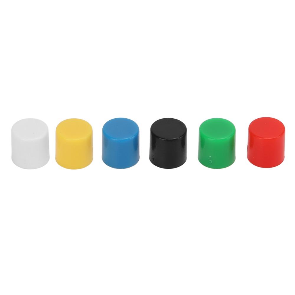 180PCS 6 Colors Breadboard Push Button Cover Round Shape ABS Plastic Tact Switch Push Button Hat Switch Button Hats