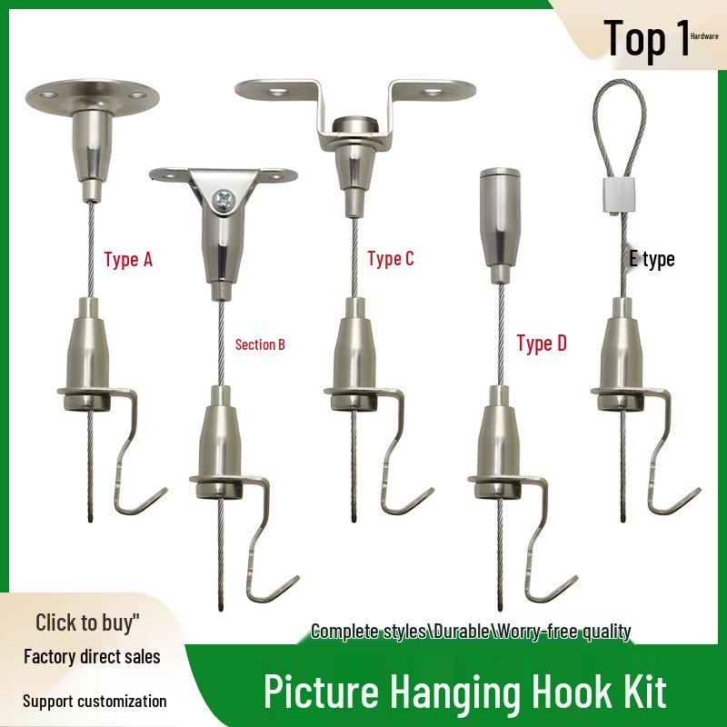 

Steel Wire Adjustable Picture Hanger Set for Gallery Display 0.5m with 1 hook