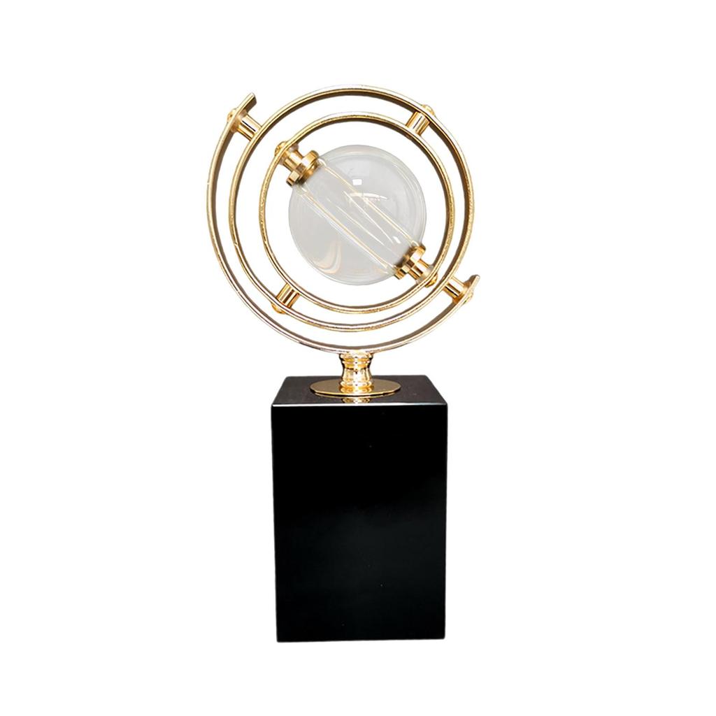 Geometric Globe Statue Alloy Sculpture for Office Decoration Apartment Hotel Height 23cm