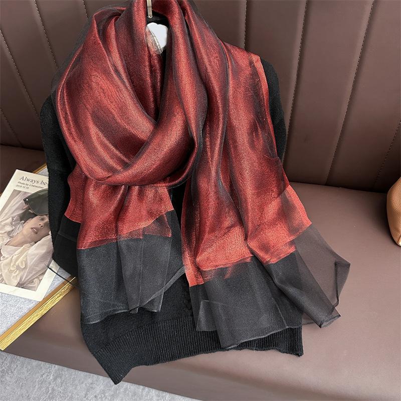 Silk Wool Scarf for Women Solid Scarves Shawls Wraps Pashmina Hijab Foulard Femme Beach Stoles Bandana Luxury Brand Poncho