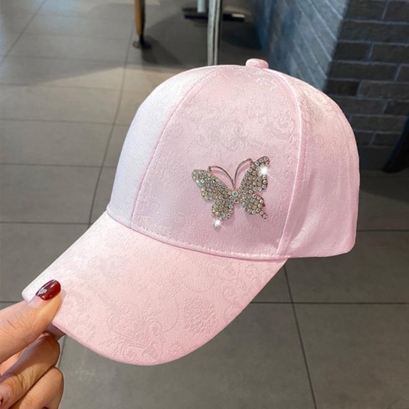 Kšiltovka Rhinestone Butterfly Dámské Jaro Léto Univerzální Klobouk se slunečníkem Krajkový vzor Kšiltovka