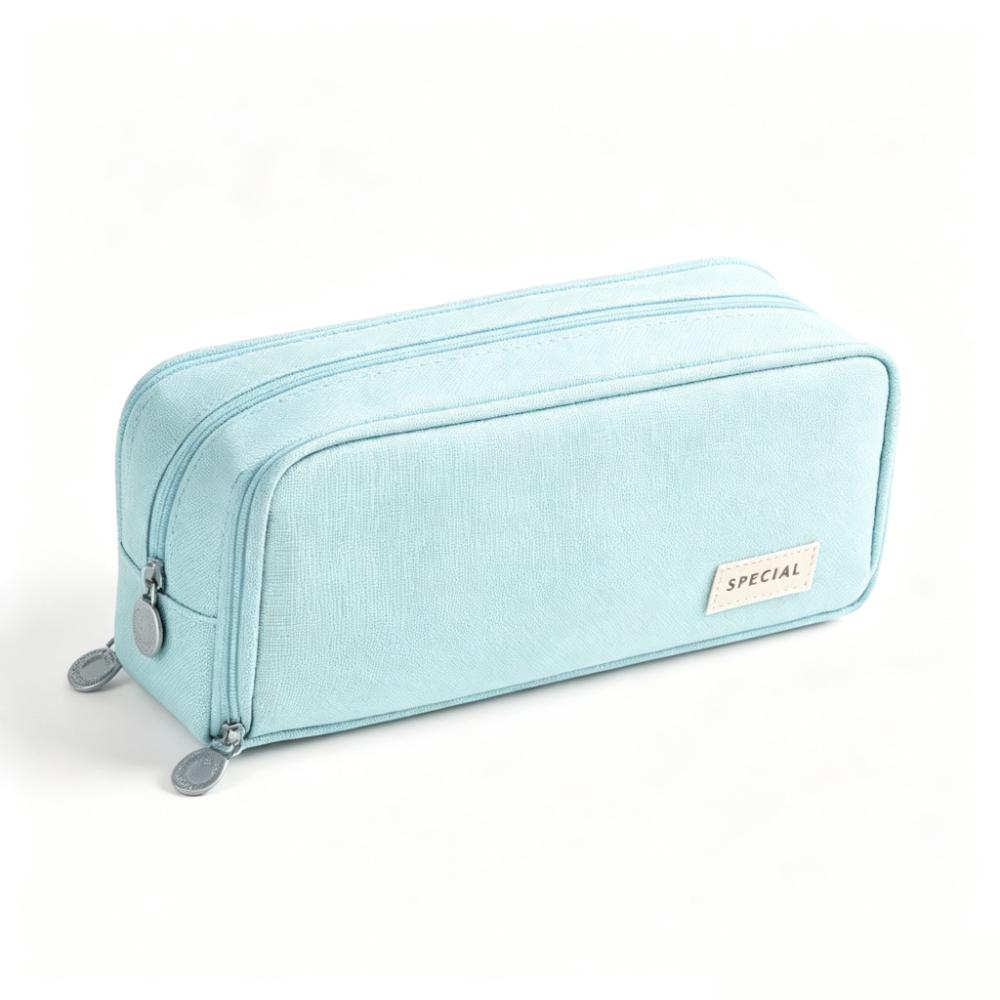 Oxford Cloth Solid Color Pencil Pouch Large Capacity Stationery Organizer Student Use