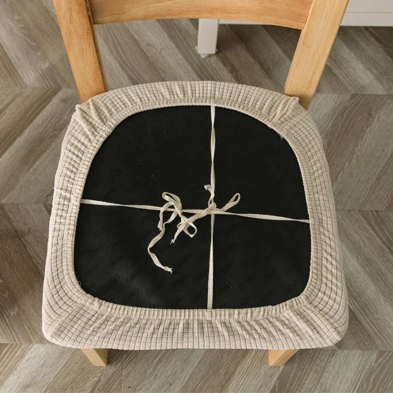 1/2/4/6ks Žakárové potahy na sedáky židlí Vodoodpudivé potahy na jídelní židle Elastický potah na čalounovaný polštář pro domov a kuchyň