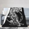 Muay Thai Sak Yant Tiger Knitted Blankets Boxing Fighter Fleece Throw Blankets Bedroom Sofa Lightweight Bedspread Multifunction