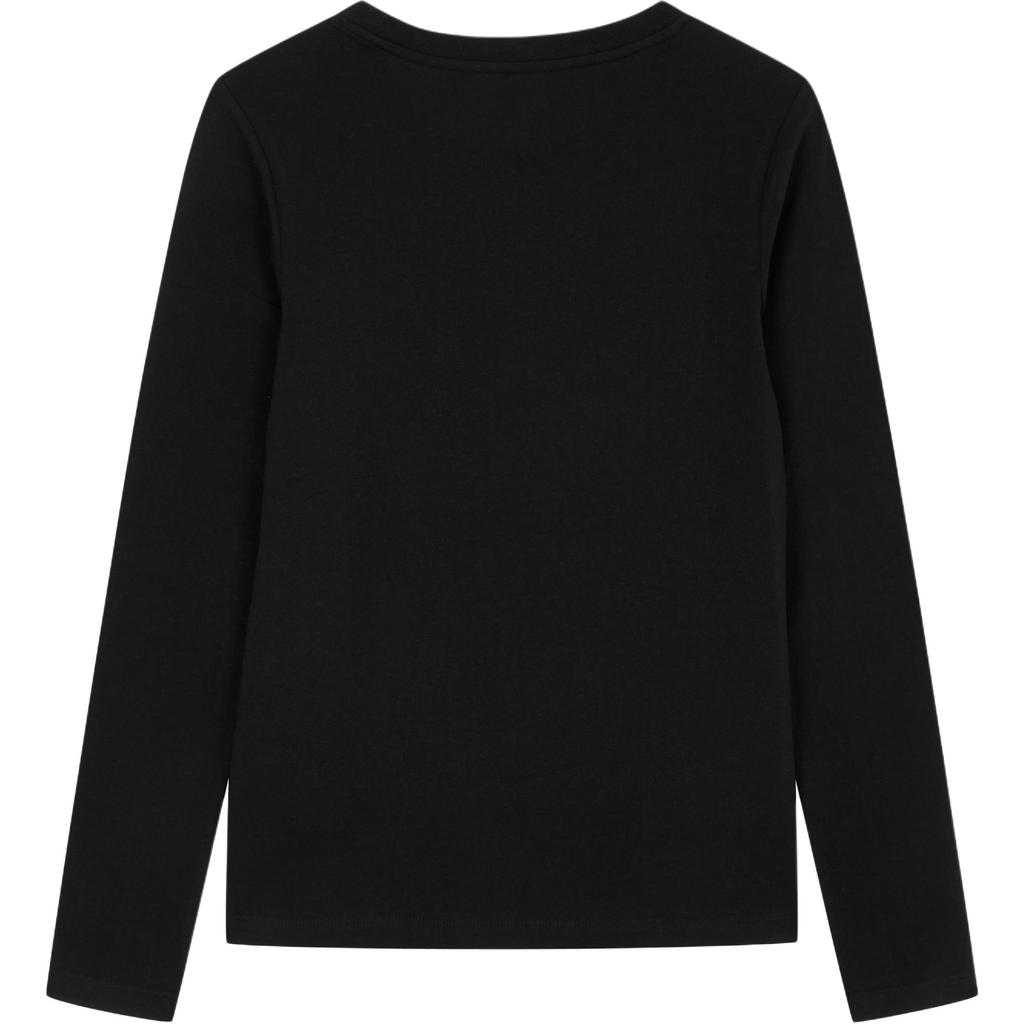 Calvin Klein Jeans Logo Straight Cut Crew Neck Long Sleeve T-Shirt Women Tops Black J225484BEH