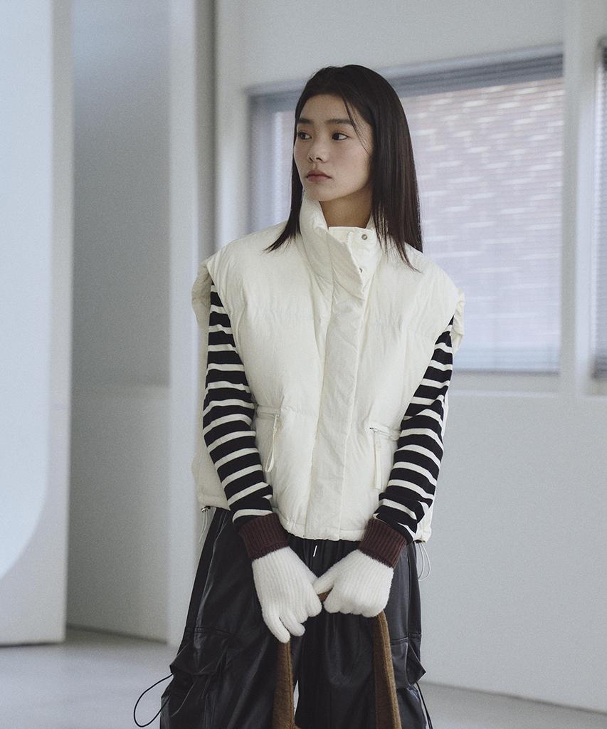 The Green Lab Semi-Overfit String Padded Vest [Ivory]