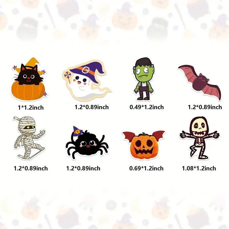 500Pcs Halloween Sticker Roll Pumpkin Ghost Spider Bat Cat Self Adhesive Stickers Party DIY Decorations
