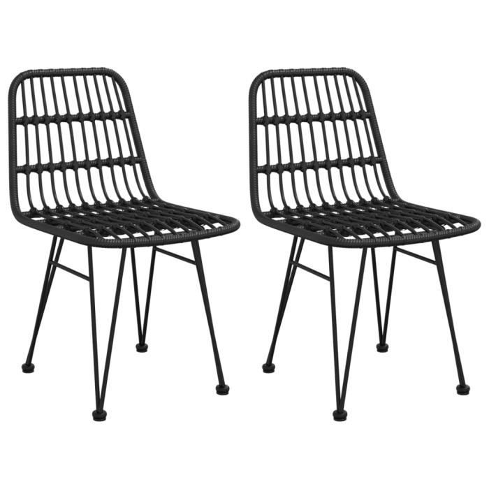 319429 vidaXL Chaises de jardin 2 pcs Noir 48x62x84 cm Résine tressée