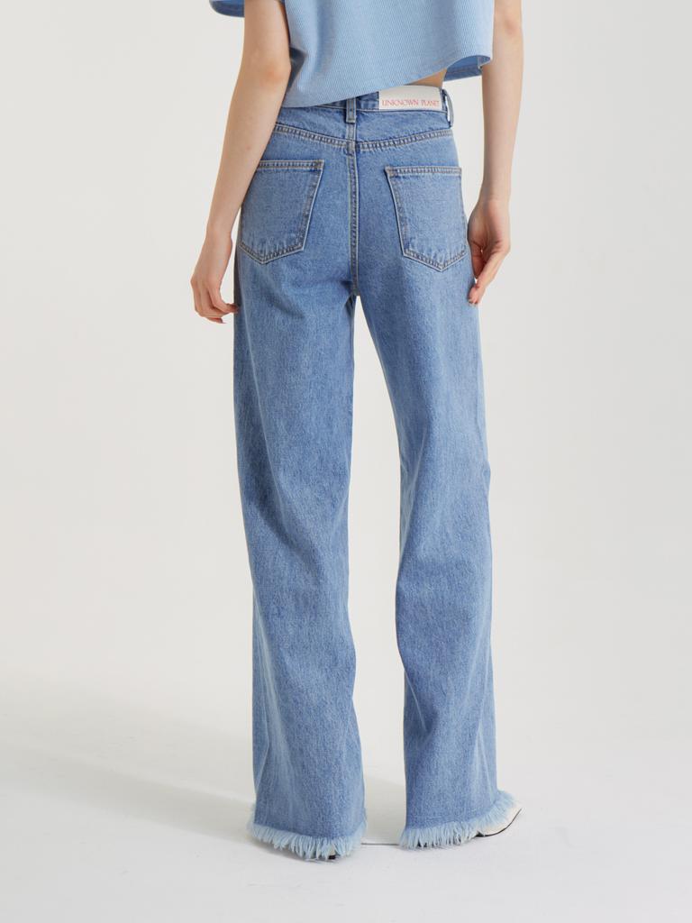 UNKNOWN PLANET Line Slit Denim Pants Blue
