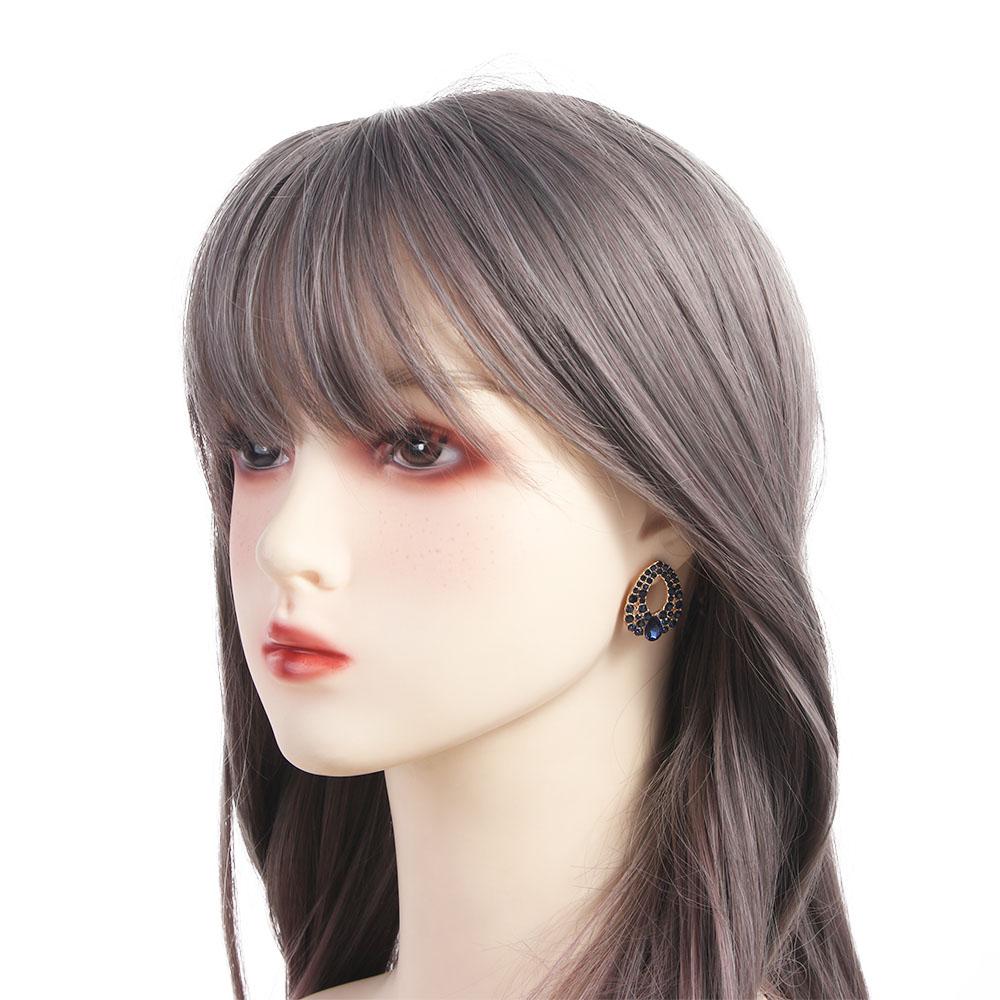 Elegant Women Vintage Style Fashion Blue Rhinestone Dangle Ear Stud Earrings Jewelry Water Droplets