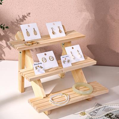 Solid Wood Jewelry Display Stand Stepped Display Stand Card Storage Stand Display Jewelry Small Statues Small Doll Display Stand