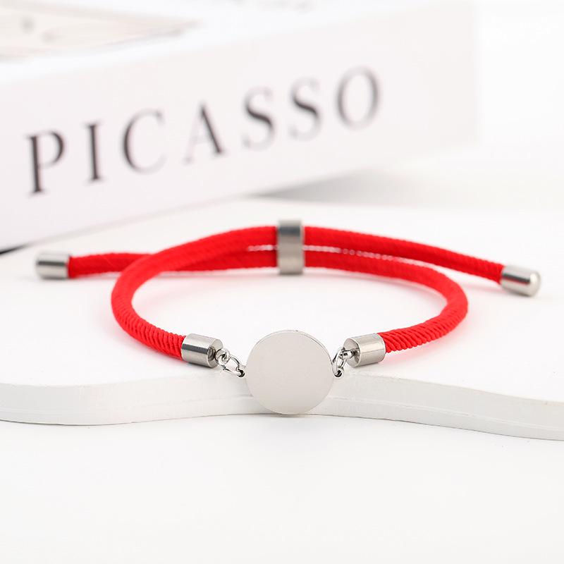 Adjustable 15mm Multi-Color Round Milanese Rope Bracelet with Stainless Steel Cross for Laser UV Printing.