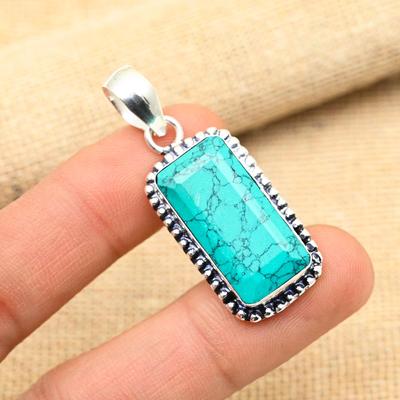 Santa Rosa Türkis Edelstein 925 Sterling Silber handgefertigter Schmuckanhänger