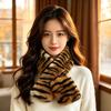 Soft Fluffy Faux Fur Hat Thick Warm Plush Neck Warmer Leopard Print Scarf  Women Ladies