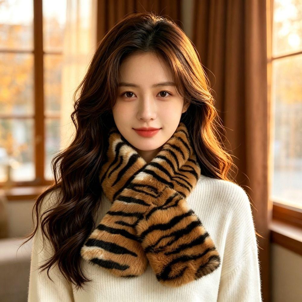 Soft Fluffy Faux Fur Hat Thick Warm Plush Neck Warmer Leopard Print Scarf Women Ladies