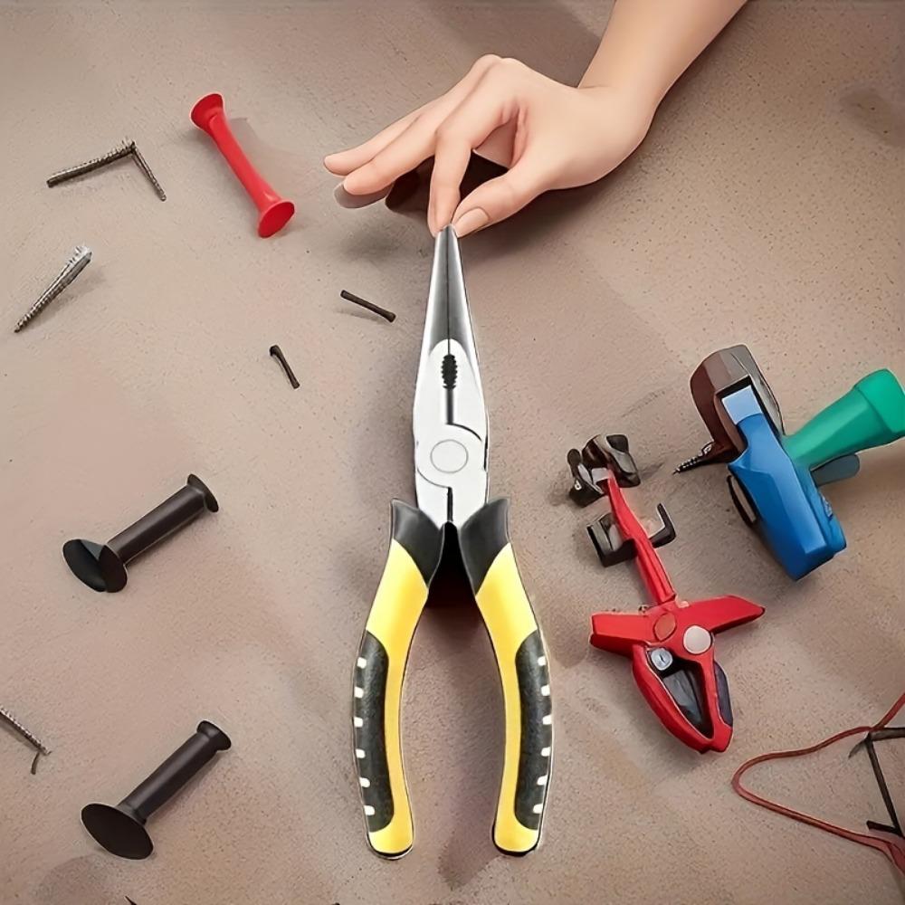 3-Piece Industrial Grade Steel Pliers Set, Electrician Special Wire Cutting Diagonal, Multifunctional Needle-Nose Hand Tools Kit
