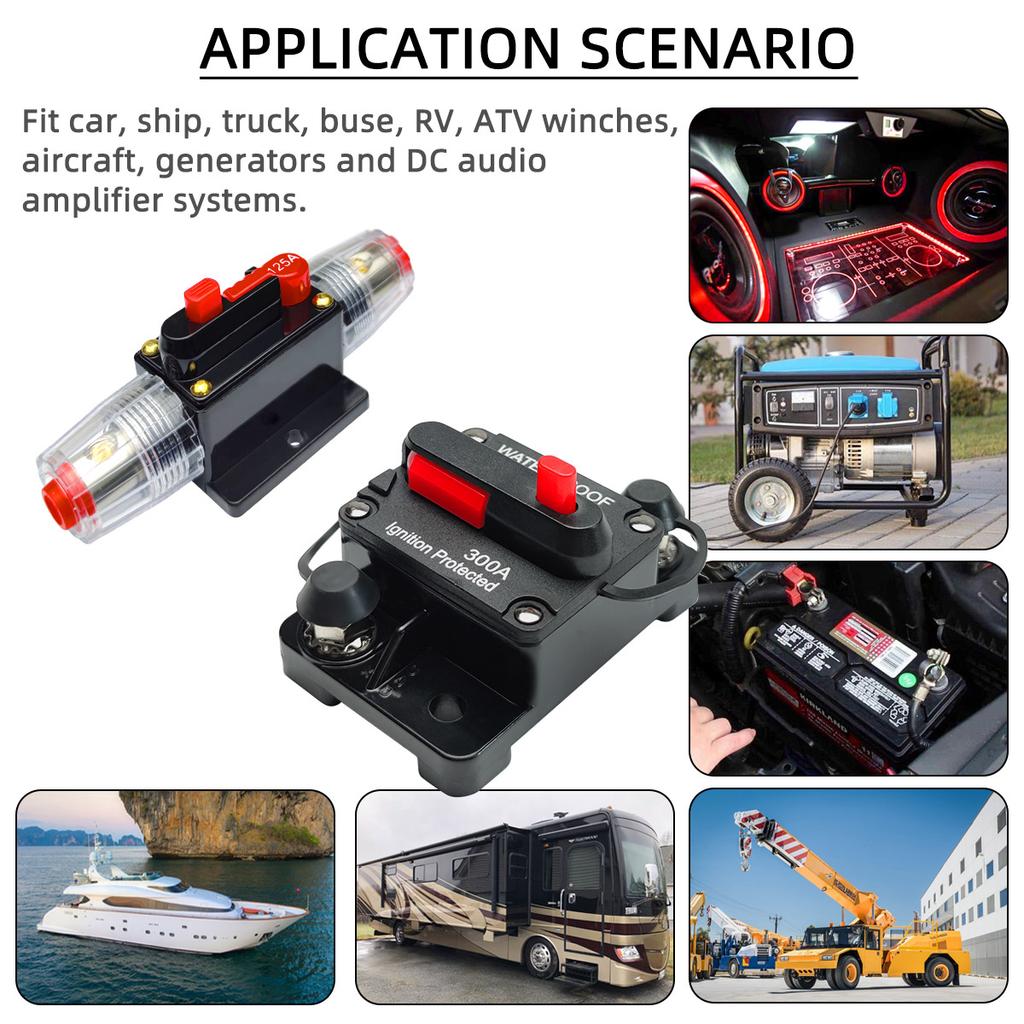 PINMOAP 20A-300A Circuit Breaker Reset Fuse Holder Protection Switch Circuit Protector Suitable For Automobiles Rvs Ships Fuses4