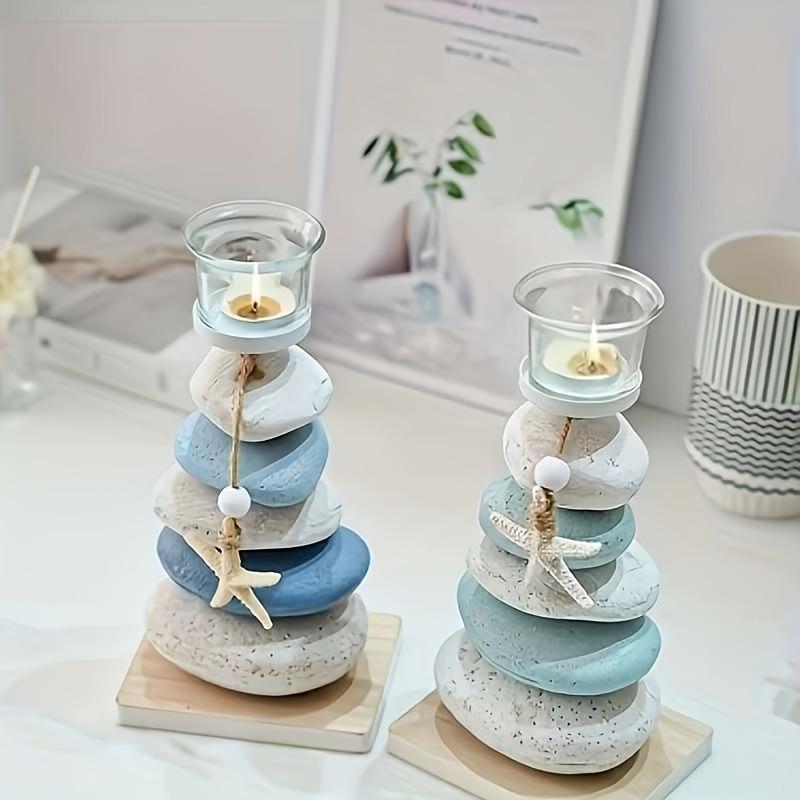 Nordic Style Stone Candlestick Decorative Ornaments Crafts Wooden Starfish Display Candle Holder Decor Valentine's Day Birthday