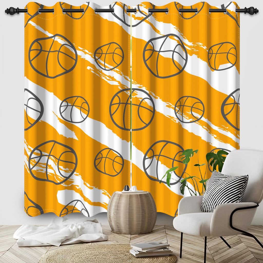 3D Printed Window Curtains Football Graffiti Art Children Blackout Curtain 2pcs/set for Bedroom Living Room Decoration Curtains