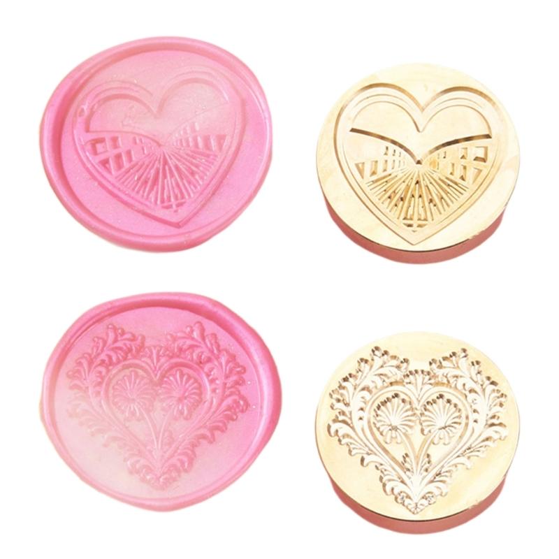 2Pcs Love Heart Seal Stamp, Wedding Themed Seal Stamp Head for Seal Invitations, Valentines Card, Package Embellishment
