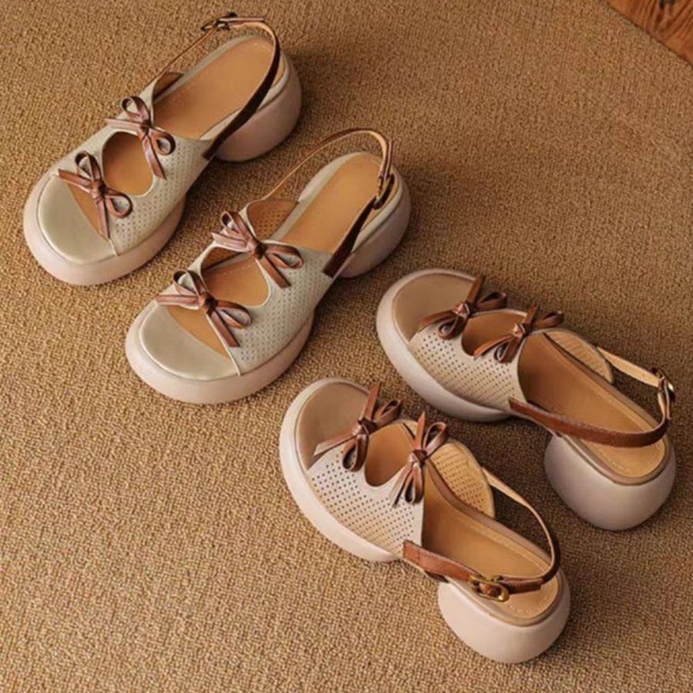 Fashion 2024Ladies Summer Fashion Open Toe Narrow Strap Designer Womens Shoes Casual Leather Thick Sole Wedge Women's Sandals Large Size