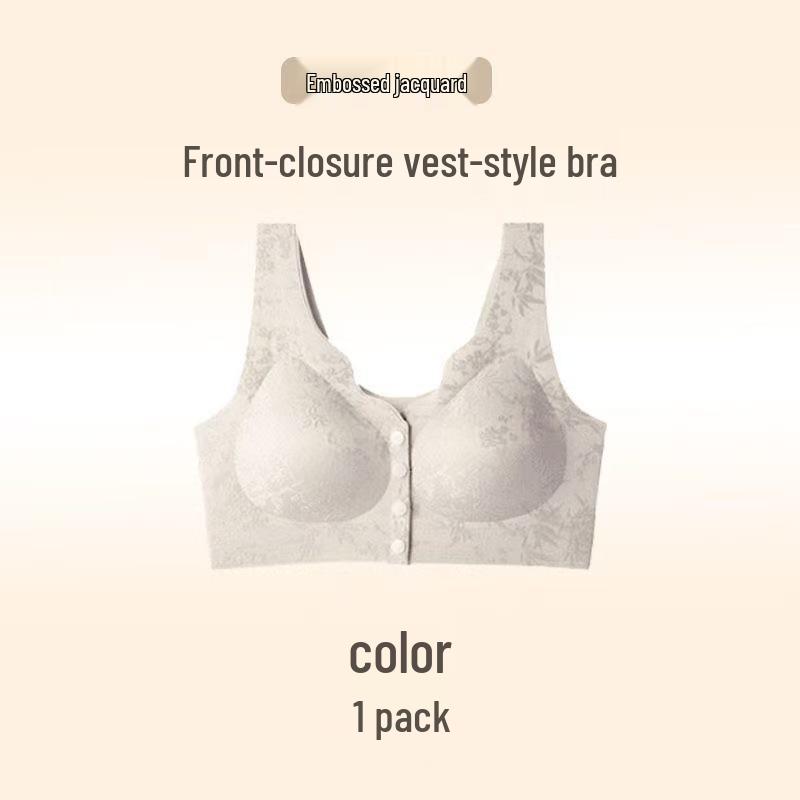 Tragbarer Damen-BH mit Frontverschluss, geprägtem Jacquard, Push-Up und ohne Bügel