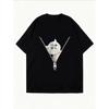 Cute Cat Zipper Design T-Shirt White Kitten Graphic Print Casual Wear For Women Summer Outfit Street Style Fashion Top