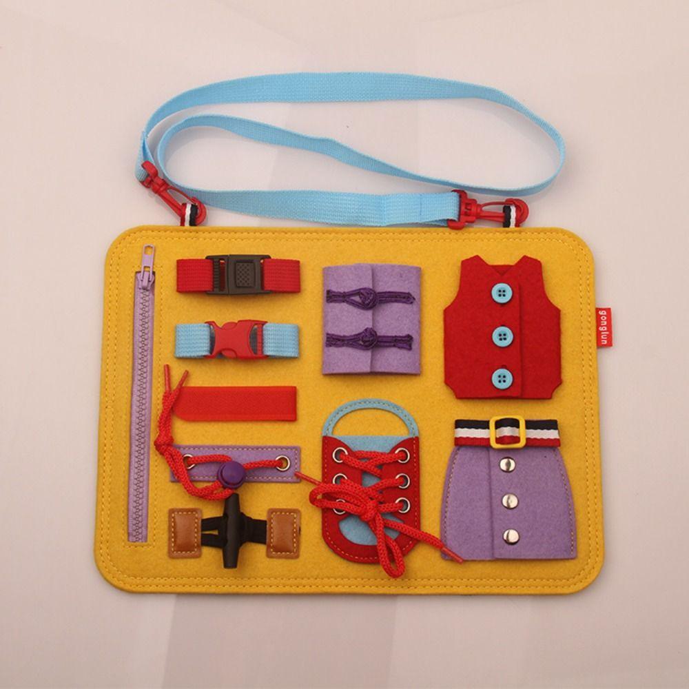 

Dressing Practice Hands-on Ability Busy Board Multi-layer Montessori Activity Board Children B